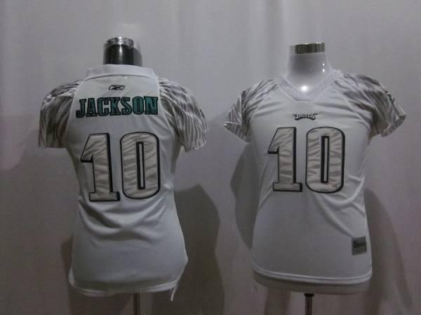 Eagles #10 DeSean Jackson White Women's Zebra Field Flirt Stitched NFL Jersey - Click Image to Close